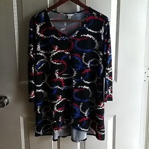 Est. 1946 Dress top in black, cream, blue and red